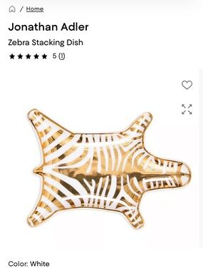 Jonathan Adler Zebra Stacking Dish Gold White Porcelain Ring Dish